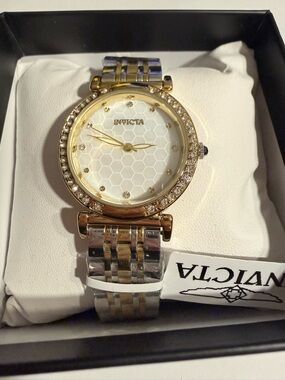 Invicta Wildflower Women's Watch - 32mm, Gold, Steel (69287) Real Austrian Pave